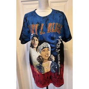 Mary J. Blige Unisex Sz Large Tie Dye Short Sleeve T Shirt 90s R&B Hip Hop Music